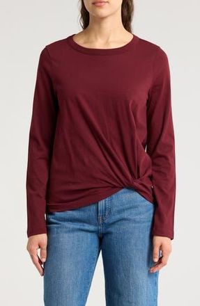 Madewell Front Twist Cotton Top in Cabernet at Nordstrom Rack, Size Xx-Small
