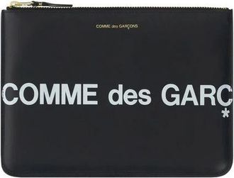 Comme Des Gar&ccedil;ons Leren Muntportemonnee met Logoprint - Heren - Portefeuilles - Zwart - ONE Size - Leer - Accessoires