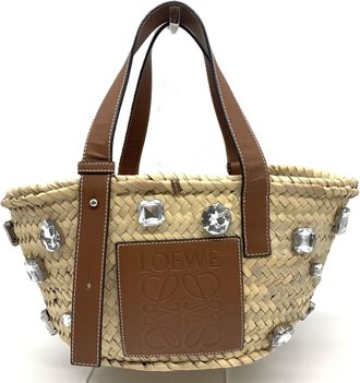 Loewe Brown Leather Raffia Basket (Pre-Owned)