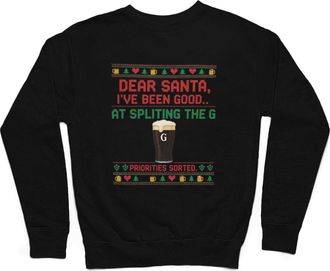 Generic Dear Santa Ive Been Good At Splitting The G Sweater | Funny Novelty Mens Christmas Sweatshirt, Xmas Jumper Black/Medium