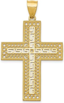 Diamond2Deal 14k Yellow Gold Greek Key Filigree Cross Pendant