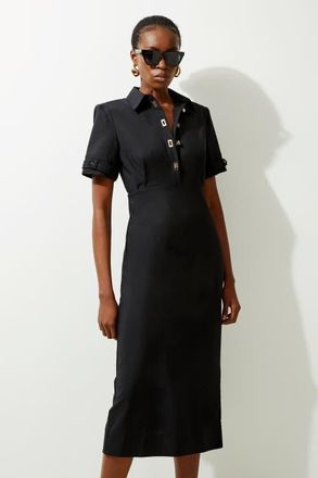 Karen Millen Techno Shirt Dress With Gold Hardware in Black at Nordstrom, Size 10