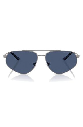 Emporio Armani 59mm Square Sunglasses in Matte Gunmetal /Dark Blue at Nordstrom
