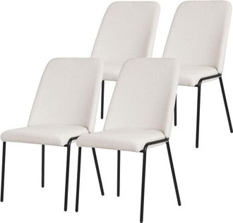 ML Design Ml-design Juego De 4x Sillas De Comedor Beige De Poli&eacute;ster Tapizado Con Patas De Metal Asiento Acolchado Con Respaldo Dise&ntilde;o Atemporal Mueble Ergon&oacute;mi