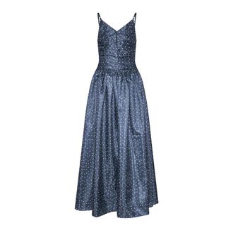 Silvian Heach Lange jurk met grafische print en dunne bandjes - Dames - Avondkleed - Blauw - M - Kleedjes