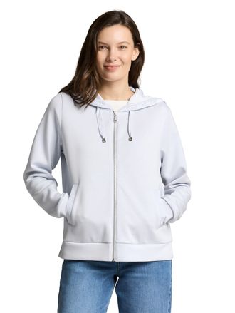 Tom Tailor Kapuzensweatjacke TOM TAILOR Regular, Damen, Gr. XXL, soft dusty blau, Sweatware, Obermaterial: 51% Polyester, 42% Viskose, 7% Elasthan, unifarben, re