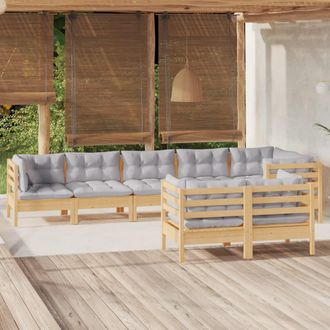 vidaXL Juego De Muebles De Jard&iacute;n 8 Pzas Y Cojines Madera Maciza Pino Vidaxl