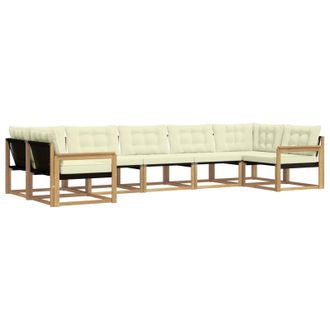 vidaXL Conjunto De Sof&aacute;s De Exterior Con Coj&iacute;n 7 Pcs Blanco Y Crema Vidaxl