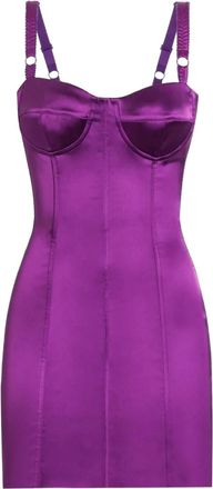 Dolce & Gabbana DNA satin bustier mini dress - women - Silk/Polyamide/Acetate/Elastane/Polyamide/Elastane/Acetate - 44 - Purple