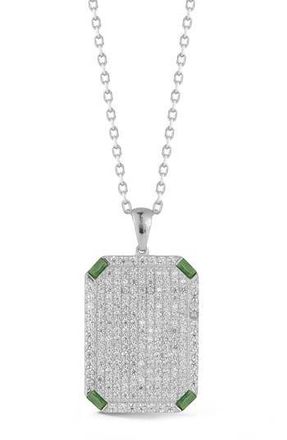 Sphera Milano Pav&eacute; Dog Tag Pendant Necklace in Silver at Nordstrom Rack
