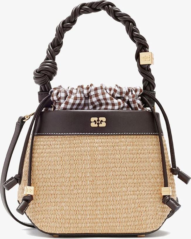 Brown Bou Bucket Bag in Straw
