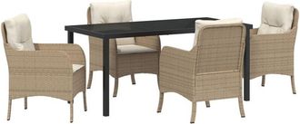 vidaXL Garden Dining Set with Cushion 5 pcs Beige Poly rattan Vidaxl