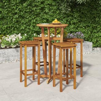 vidaXL Mesa Y Taburetes Altos De Jard&iacute;n 5 Pzas Madera Maciza Acacia Vidaxl