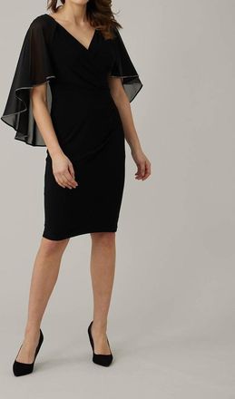 Joseph Ribkoff Chiffon Cape Dress In Black