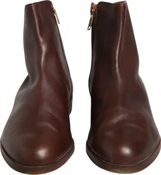 Dolce & Gabbana Brown Leather Flats Biker Ankle Boots Womens Shoes (Pre-Owned)