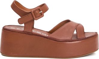 Strategia Cross-Strap Wedge Sandals In Soft Cuoio Leather