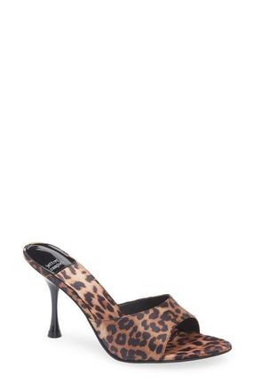 Jeffrey Campbell Agent Slide Sandal in Beige Black Cheetah Satin at Nordstrom, Size 5.5