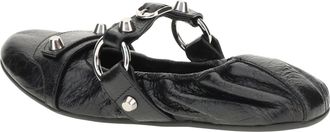Balenciaga Womens Ballerinas City Black-Silver Calf Leather Pumps Black/silver High Heel Shoes