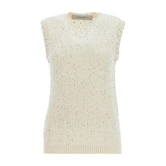 Golden Goose Round-neck Knitwear, female, White, Size: M Sparkle Detail Knit Top