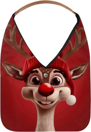 Generic Christmas Reindeer Reusable Lightweight Grocery Bags - Foldable Into Compact Pouch, Washable & Sturdy, Multipurpose for Shopping and Travel
