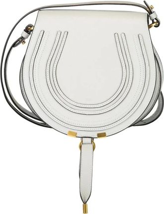 Chlo&eacute; Marcie stitched shoulder bag - women - CALFSKIN/Cotton/Linen/Flax - OS - Grey