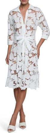 L'agence May Tie Waist Lace Midi Dress in Ivory at Nordstrom, Size X-Small