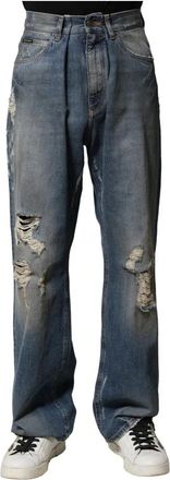 Dolce & Gabbana Blauwe Katoenen Straight Denim Jeans - Heren - Regular Fit Jeans - Blauw - S - Katoen - Jeans