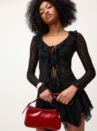 Twik Womens Fuffled lace tie-up cardigan