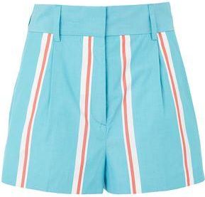 8 by YOOX PRINTED COTTON HIGH-WAIST SHORTS W/POCKETS