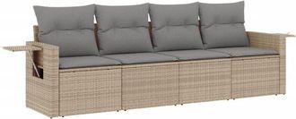 vidaXL Juego De Sof&aacute;s Jard&iacute;n Con Cojines 4 Pzas Rat&aacute;n Sint&eacute;tico Beige Vidaxl