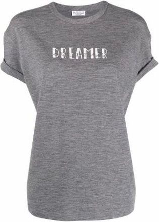 Brunello Cucinelli Brunello Cucinelli Grijze Elastaan T-shirt
