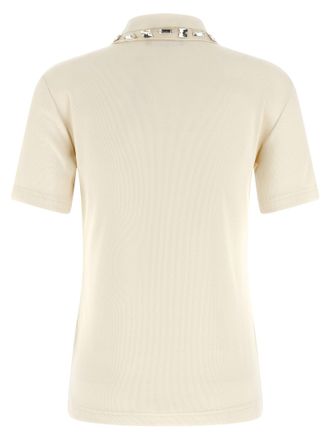 Fabiana Filippi Crystal-Embellished Collar Polo Shirt - Cream