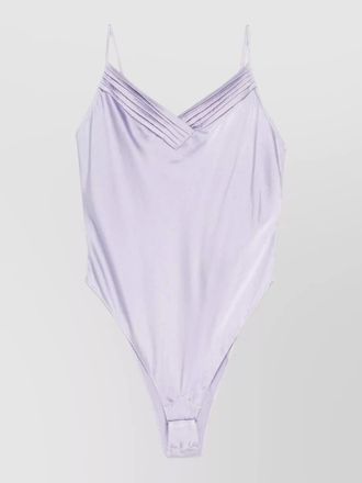 Forte_Forte satin bodysuit ruched pleated sleeveless design