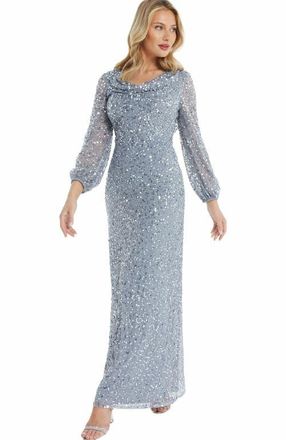 Quiz Sequin cowl Front Maxi Dress in Grey at Nordstrom, Size 8