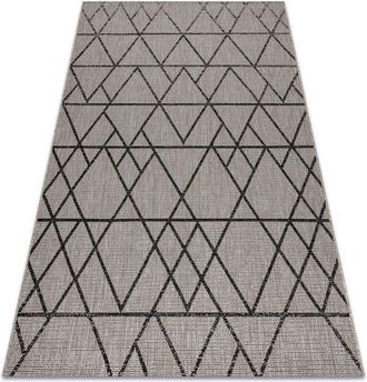 RugsX Rugsx - carpet sizal floorlux 20508 silver / black triangles grey 120x170 cm