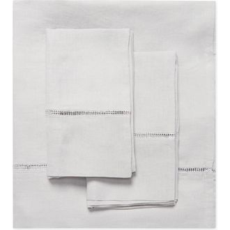 Melange Home Linen Ladder Hem Sheet 4-Piece Set in Grey at Nordstrom Rack, Size Queen