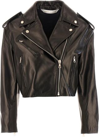 Palm Angels Leren jack met rits - Dames - Leren en Su&egrave;de Jassen - Bruin - S - Leer - Jassen