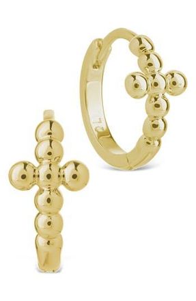 Sterling Forever Patrycja Beaded Cross Hoop Earrings in Gold at Nordstrom Rack