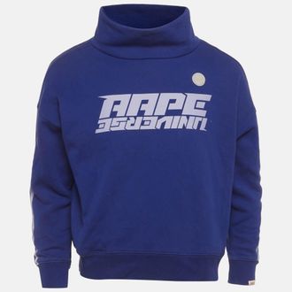 A Bathing Ape Aape By A Bathing Ape Blue Jersey Graphic Print Mock Neck Sweatshirt XXS