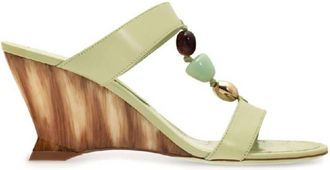 Ferragamo Beaded Leather Wedge Sandals, Size 7 C