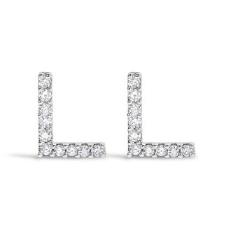 House of Brilliance 10K Gold 1/10 Cttw Diamond Initial A to Z Stud Earring