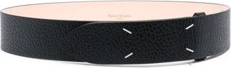 Maison Margiela Zwart Korrelig Leren Handtekening Riem - Heren - Riemen - Zwart - 80 CM - Accessoires
