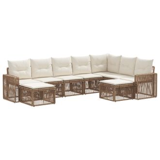 vidaXL Conjunto De Sof&aacute;s De Jard&iacute;n 9 Pcs Beige Y Blanco Crema Vidaxl