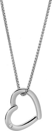 LuvMyJewelry Lorina Sterling Silver 0.01 Ct Diamond Open Heart Pendant