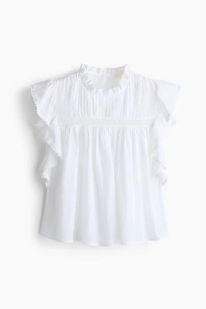 H&M Frill-trimmed Blouse in White at Nordstrom, Size X-Small