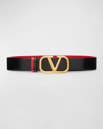 Valentino Garavani VLogo Signature Reversible Leather Belt, 40mm
