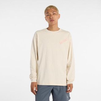 New Balance Uomo Athletics Runners Map Long Sleeve in Beige, Cotone, Taglia 2XL