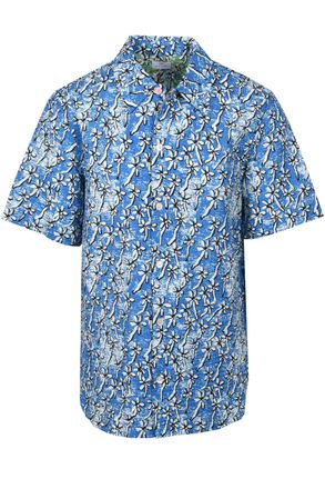 Paul Smith Mens CASUAL FIT FLORAL SEERSUCKER SHIRT LIGHT BLUE Cotton - Size Medium