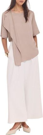 Mint Velvet Satin Ruffle Front Top in Neutral at Nordstrom, Size X-Large