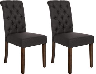 Clp Clp - Set De 2 Sillas De Comedor Lisburn En Tela O Terciopelo Negro Tela